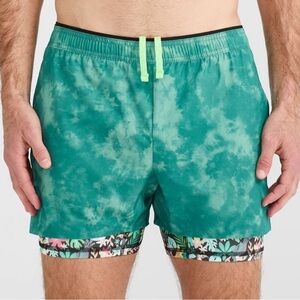 Chubbies The Primal Instincts Ultimate Training Shorts Green Tie Dye Small Lined
